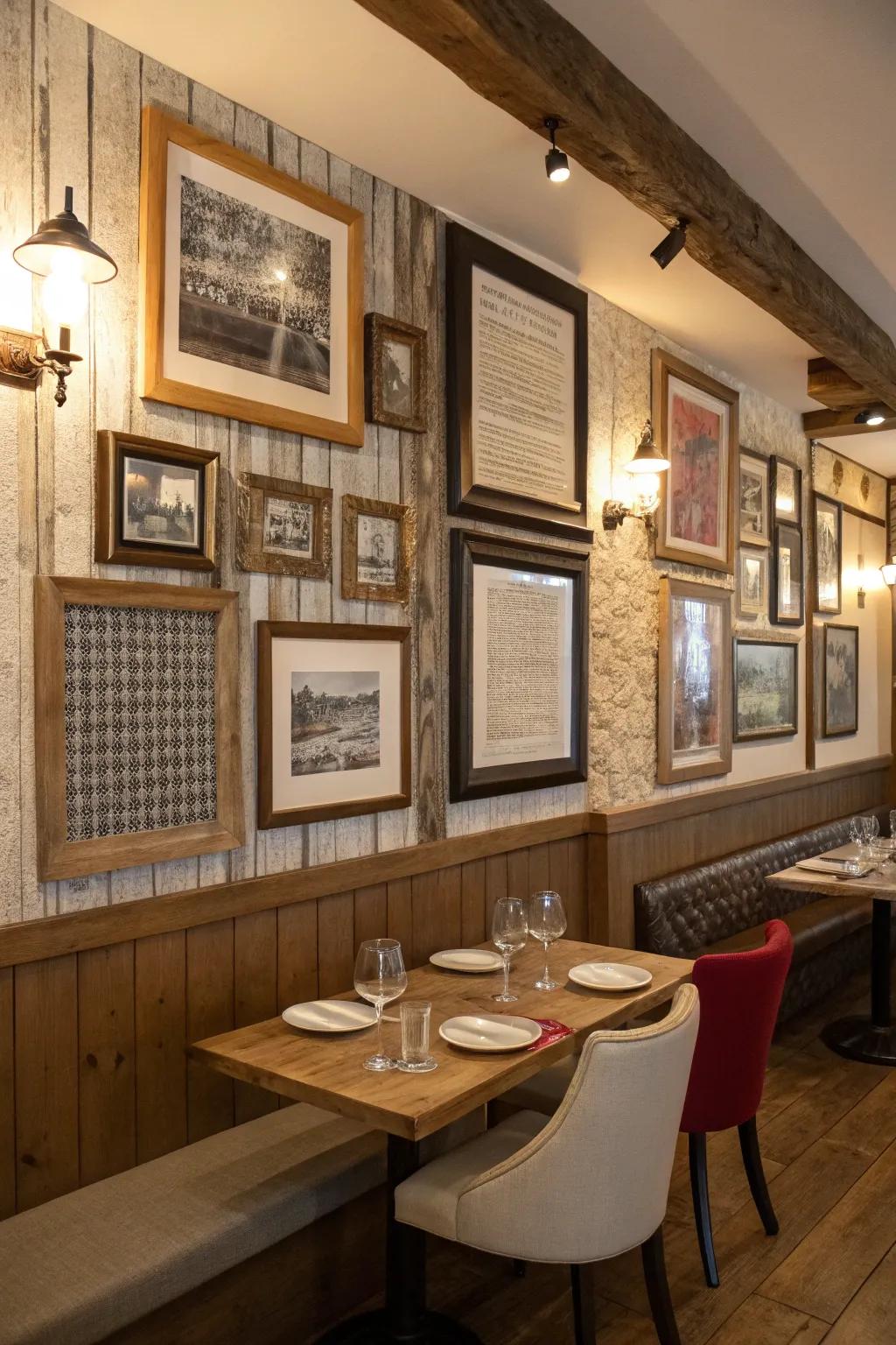 Dimensional frames bringing in warmth and individuality.