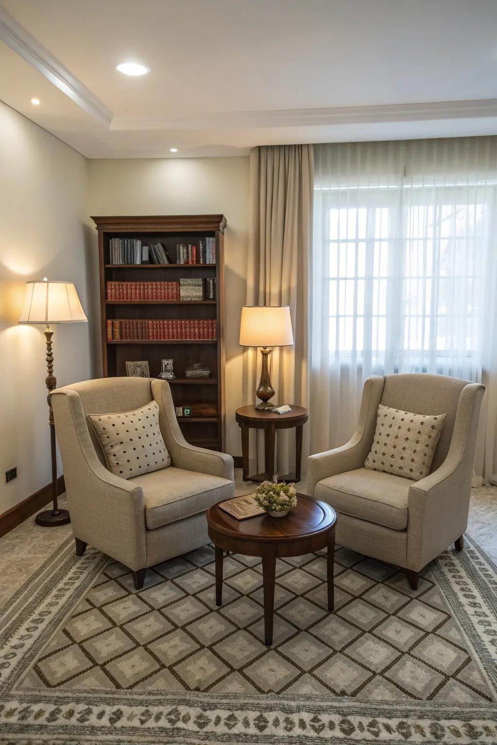 Balance imparts equilibrium and harmony to a living area's design.