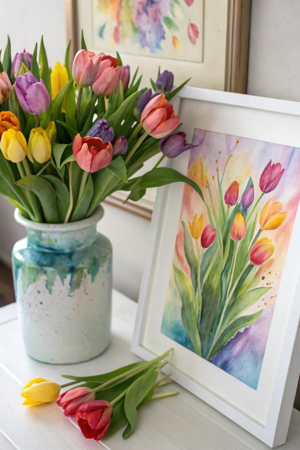 Radiant tulips introducing springtime warmth and welcome.