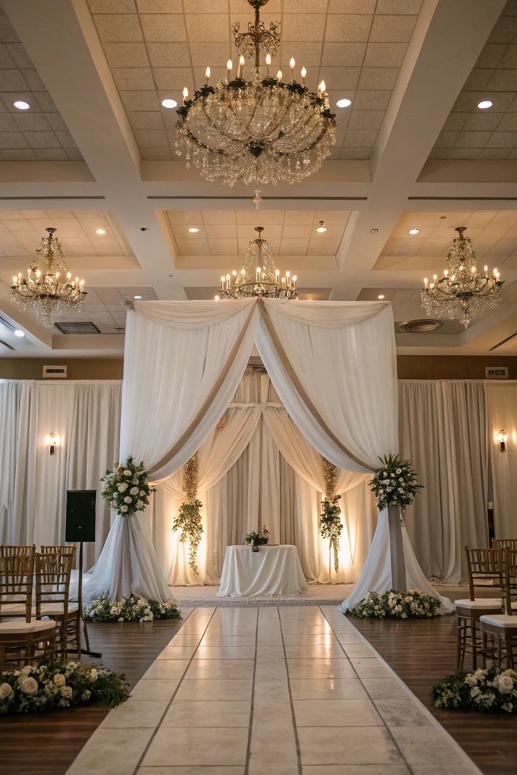 Create captivating visual interest with an intersecting fabric design.