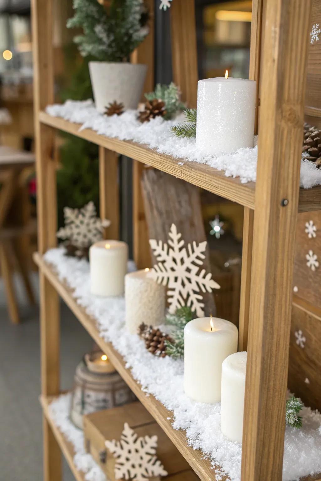 Simulated snow infuses a hint of playful winter enchantment into your design.