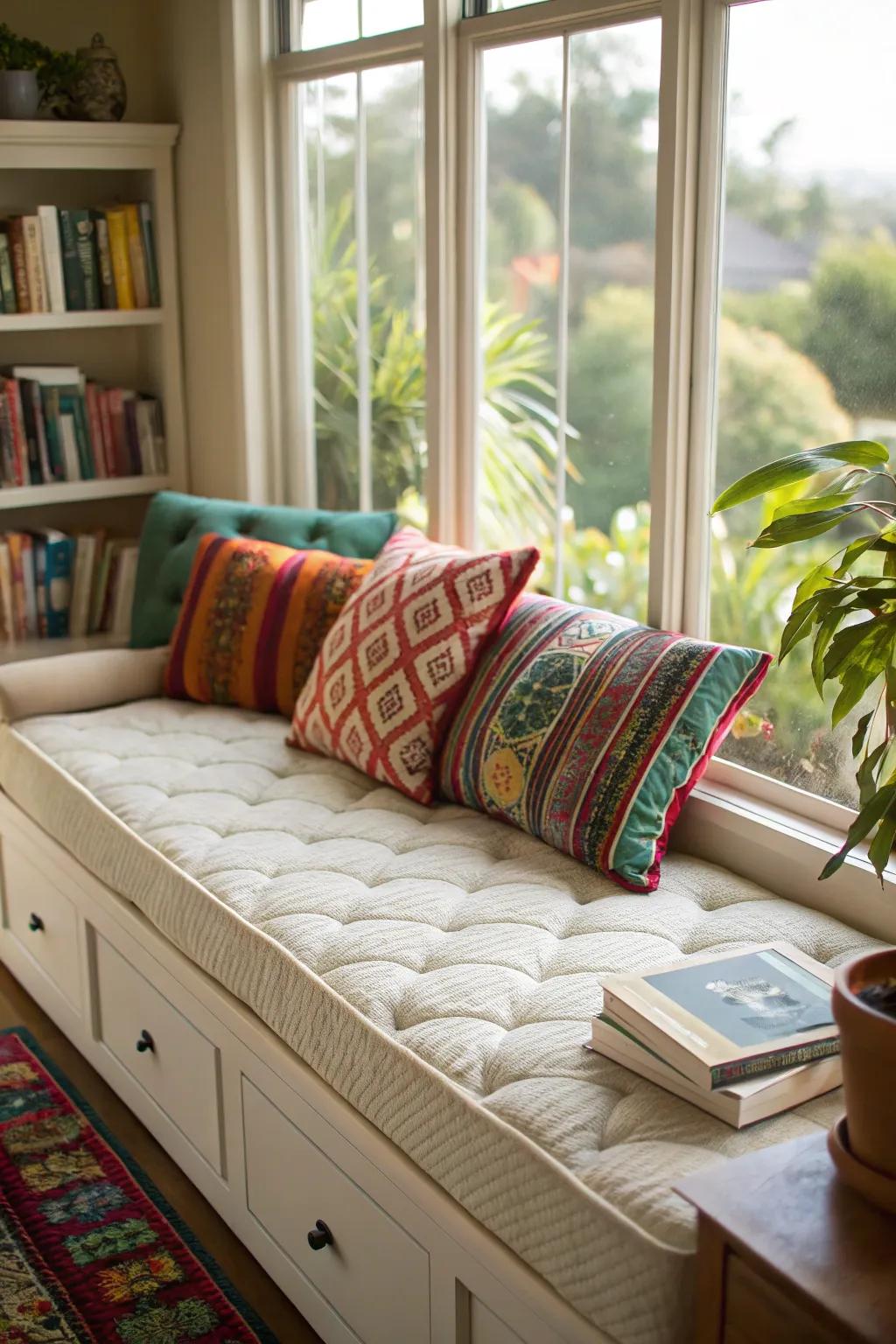 A daybed window seat encourages you to relax and unwind.