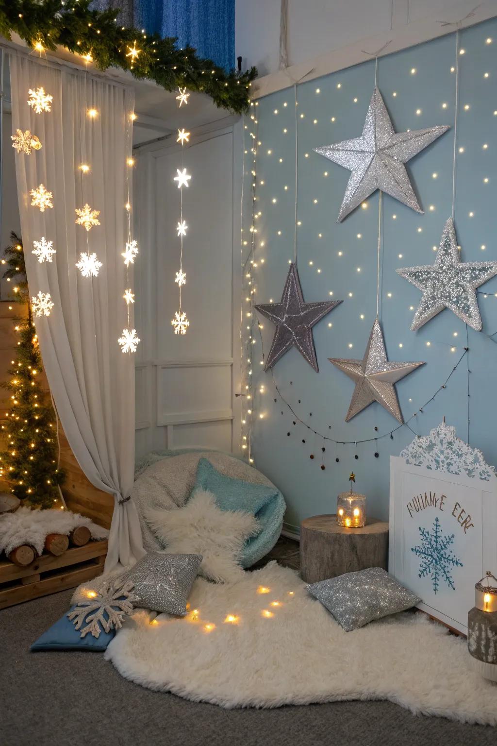 A charming Glimmer, Glimmer, Diminutive Asterism aesthetic featuring wintry decorations.