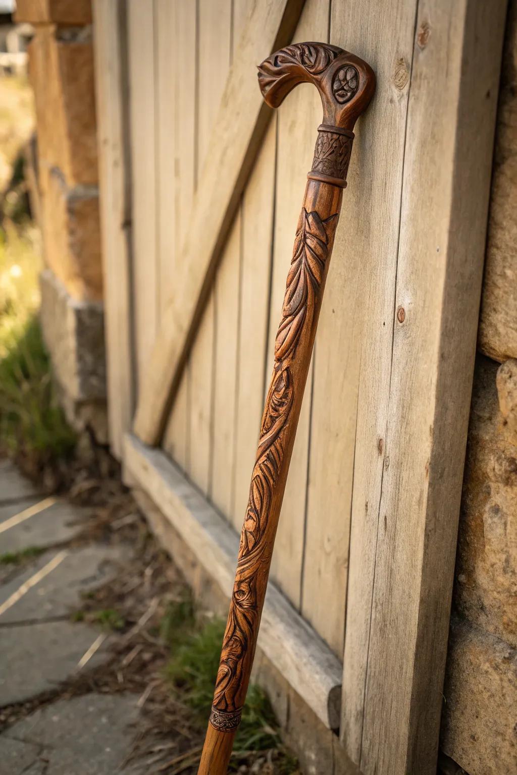 Elevate your journeys through a personalized sculpted walking staff.