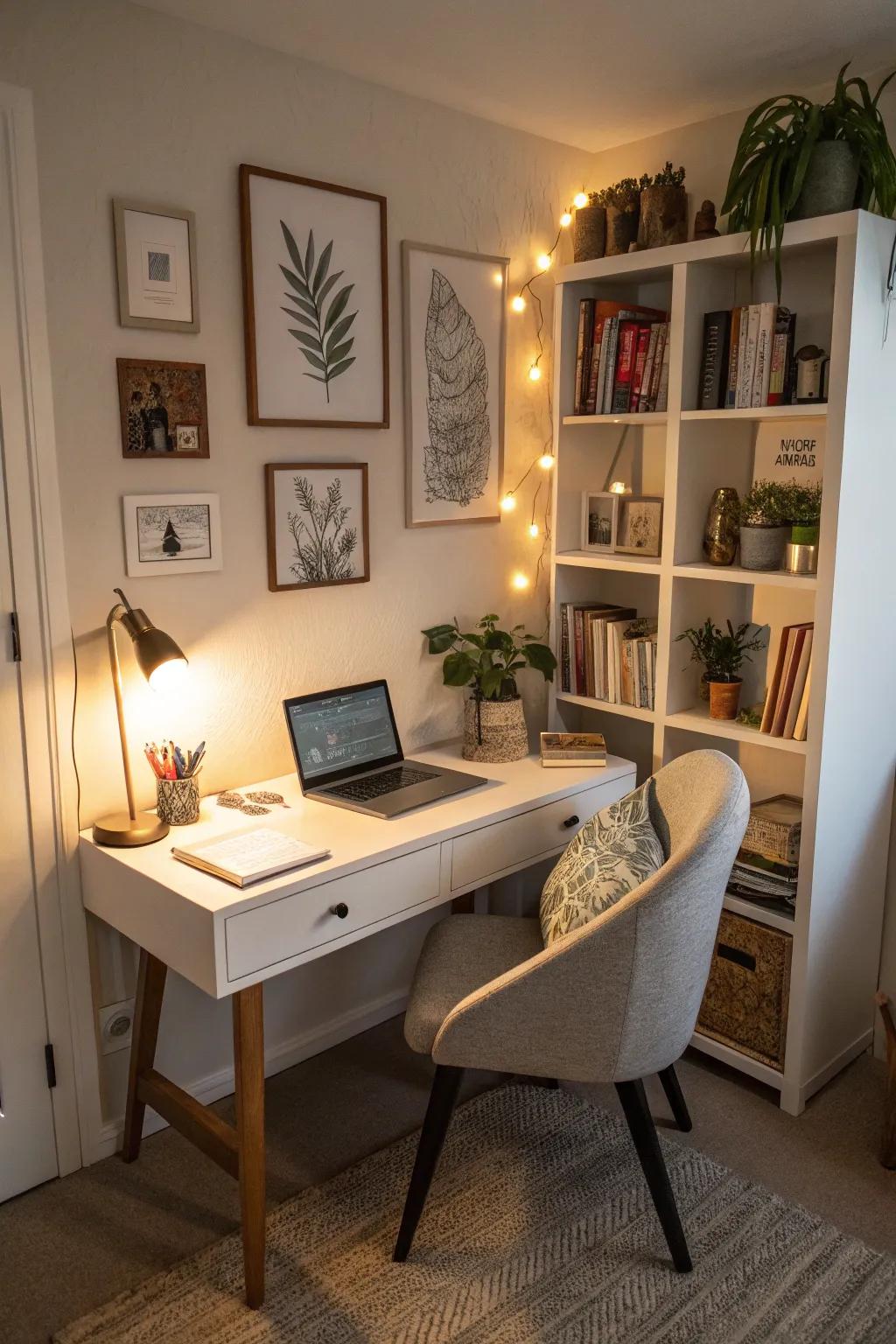A cozy work alcove in an unused corner.