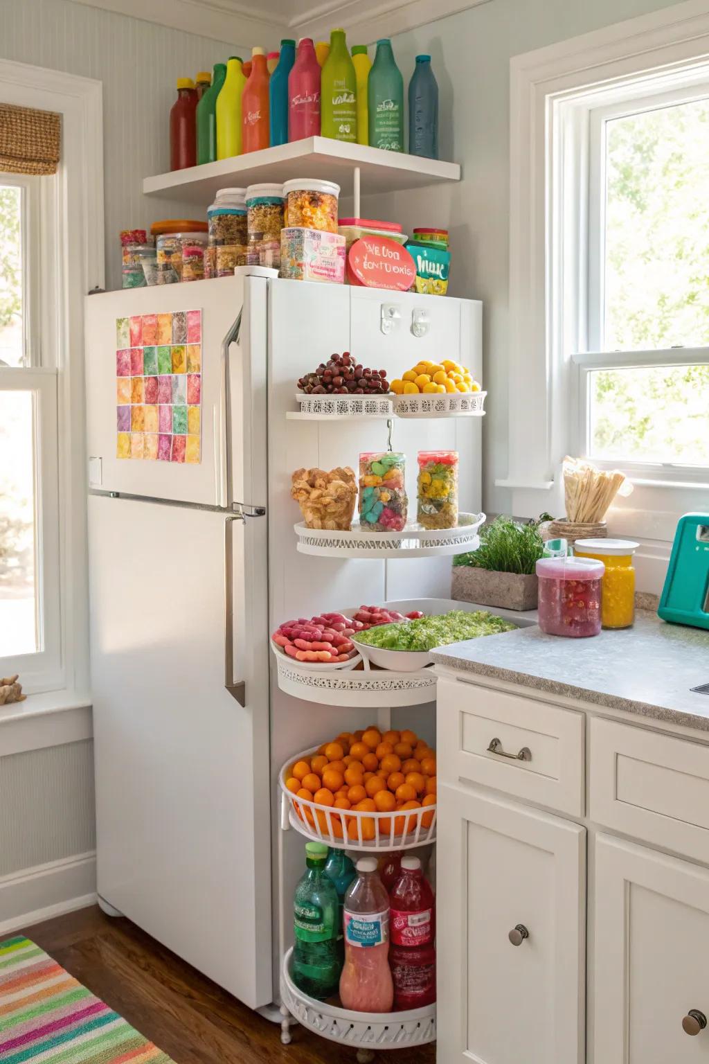 A snack station keeps treats organized and accessible.