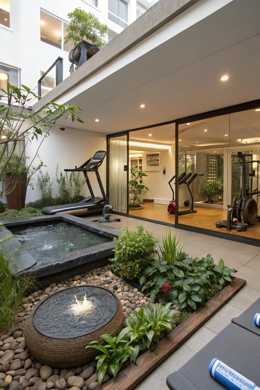 Natural items add peace to your gym.