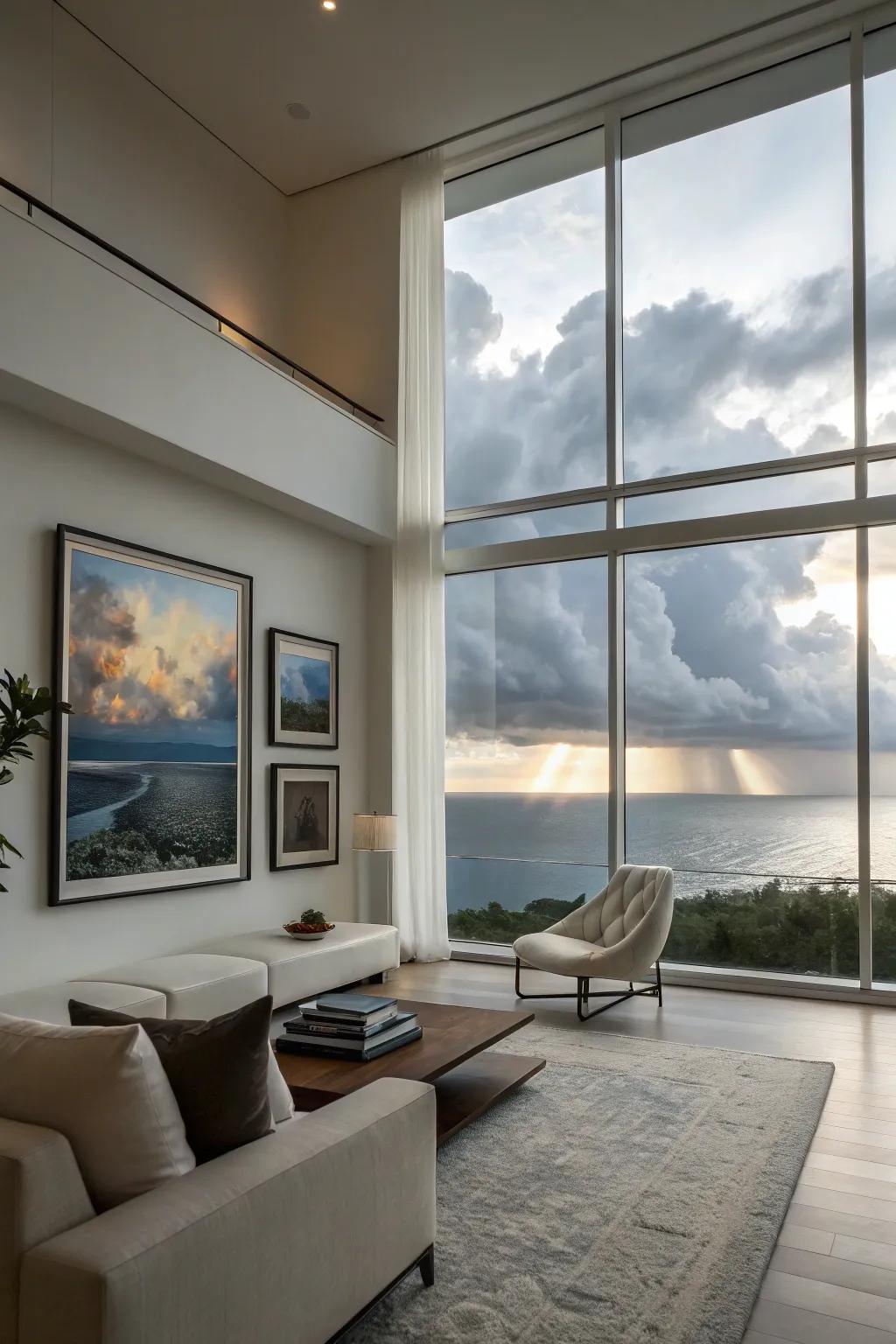 Building elements framing art for added impact.