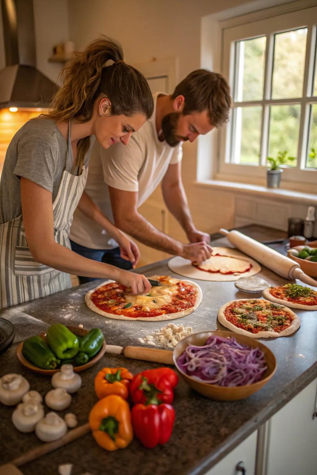 Craft personalized pizzas for an interactive and delicious date night.