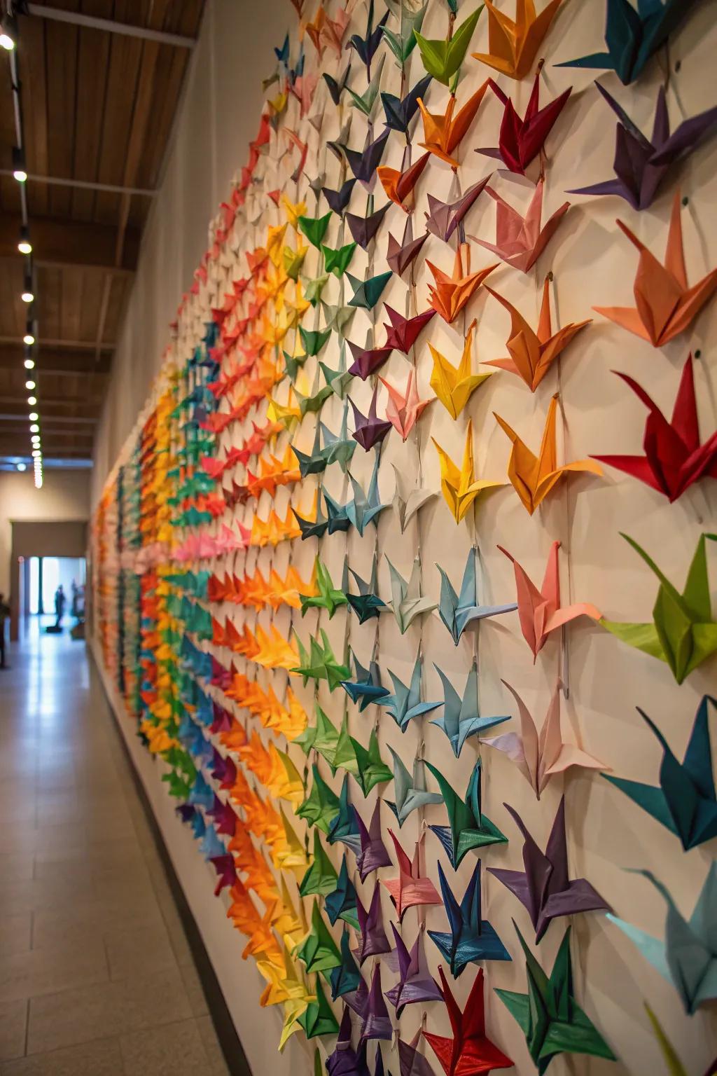 Folded paper backdrops introduce an artistic and playful accent.