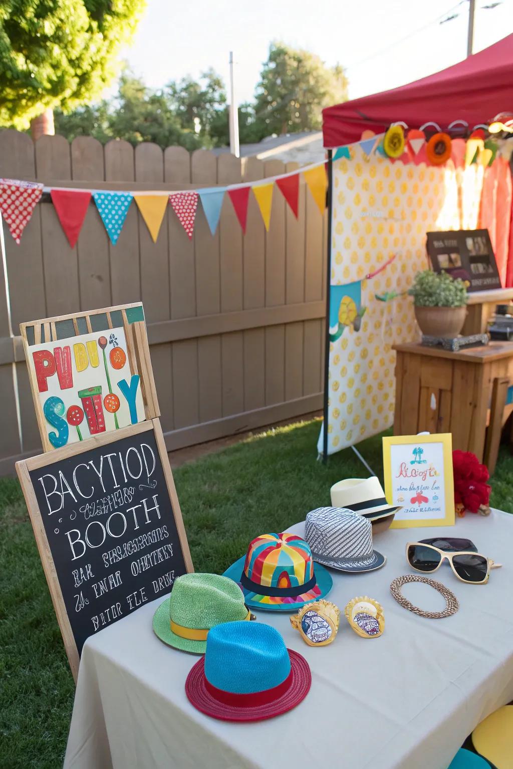 A DIY photo booth lets guests create lasting memories in a fun way.