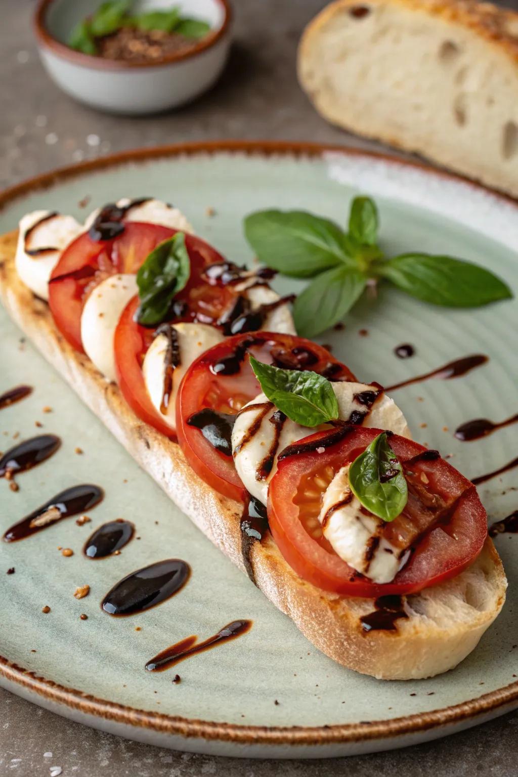 A Caprese baguette with a balsamic twist for added depth.