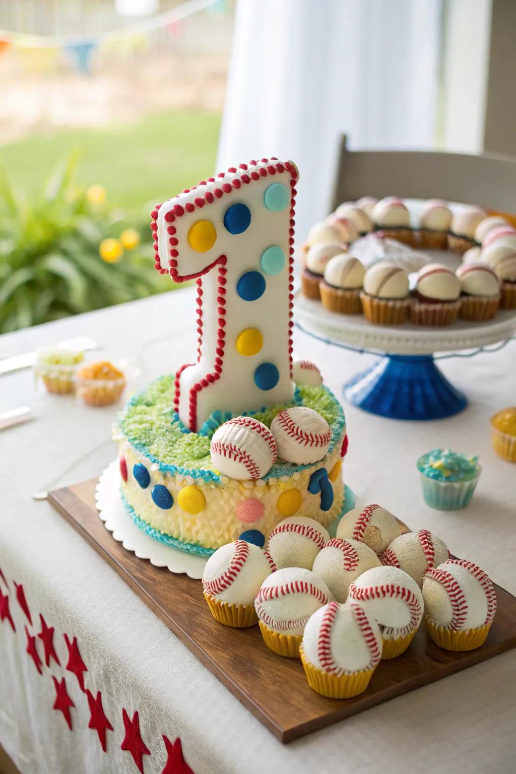 A digit cake perfect for a baseball-themed birthday.