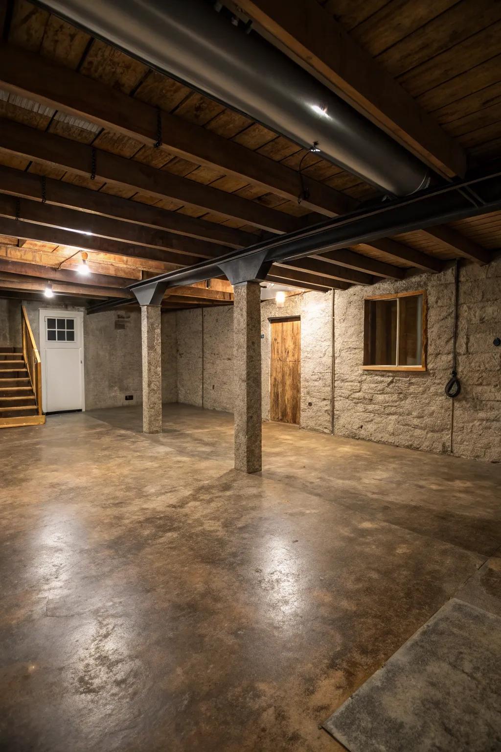 Tinted concrete adds artistic depth and color.