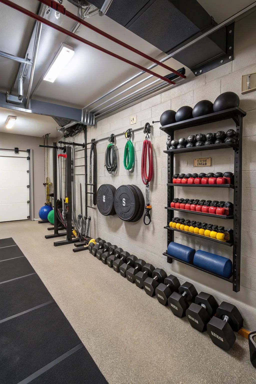 Smart storage keeps your gym organized.