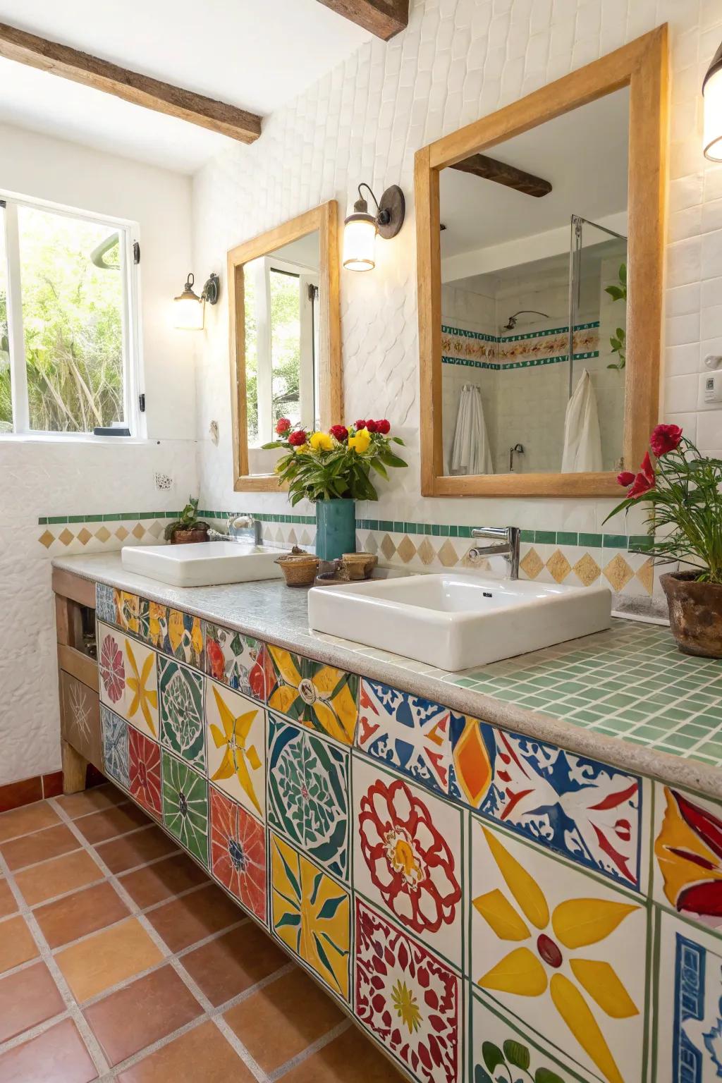 Square countertops allow for creative expression.