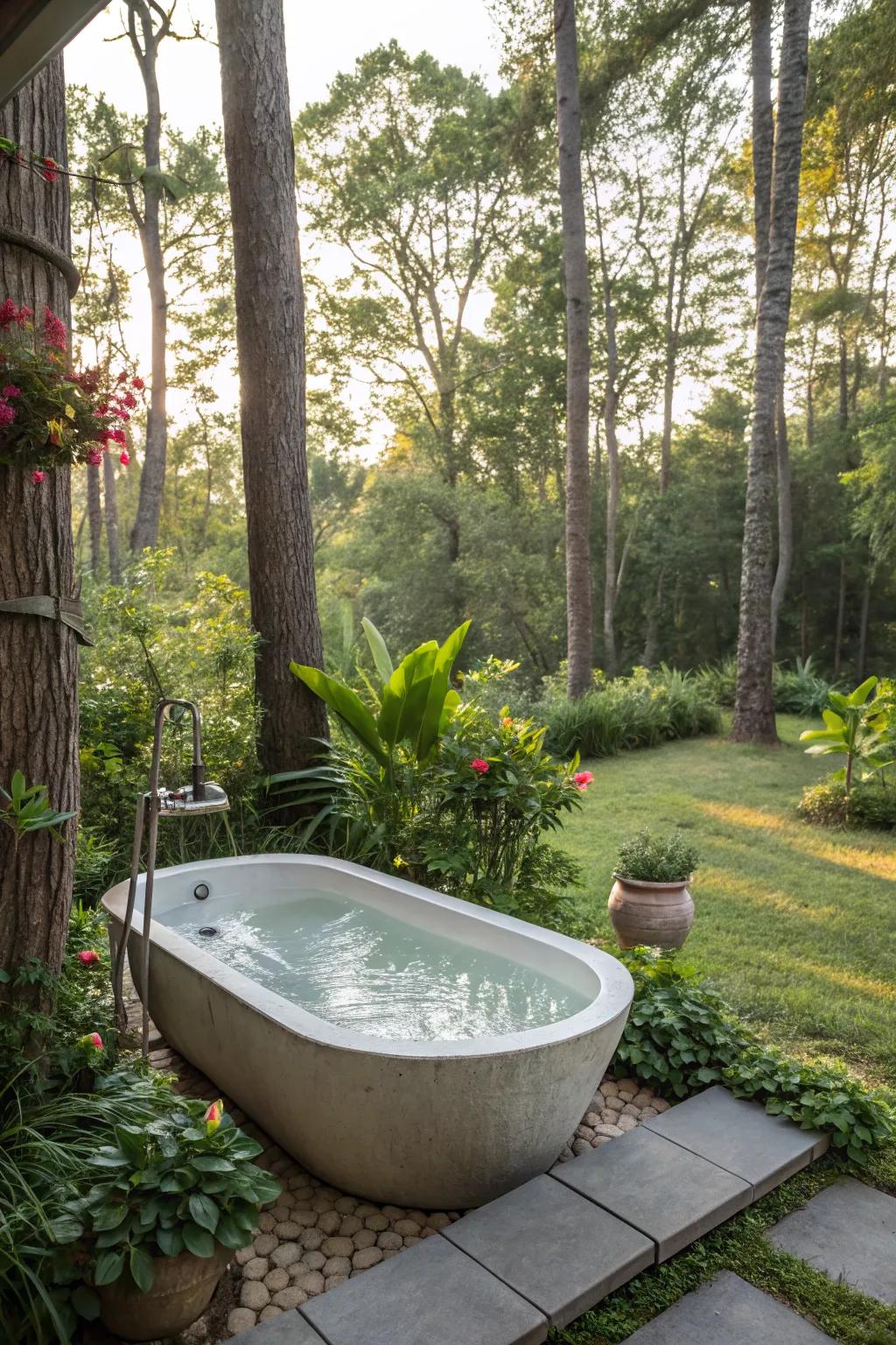 Surround yourself in nature thanks to an outdoor tub experience.