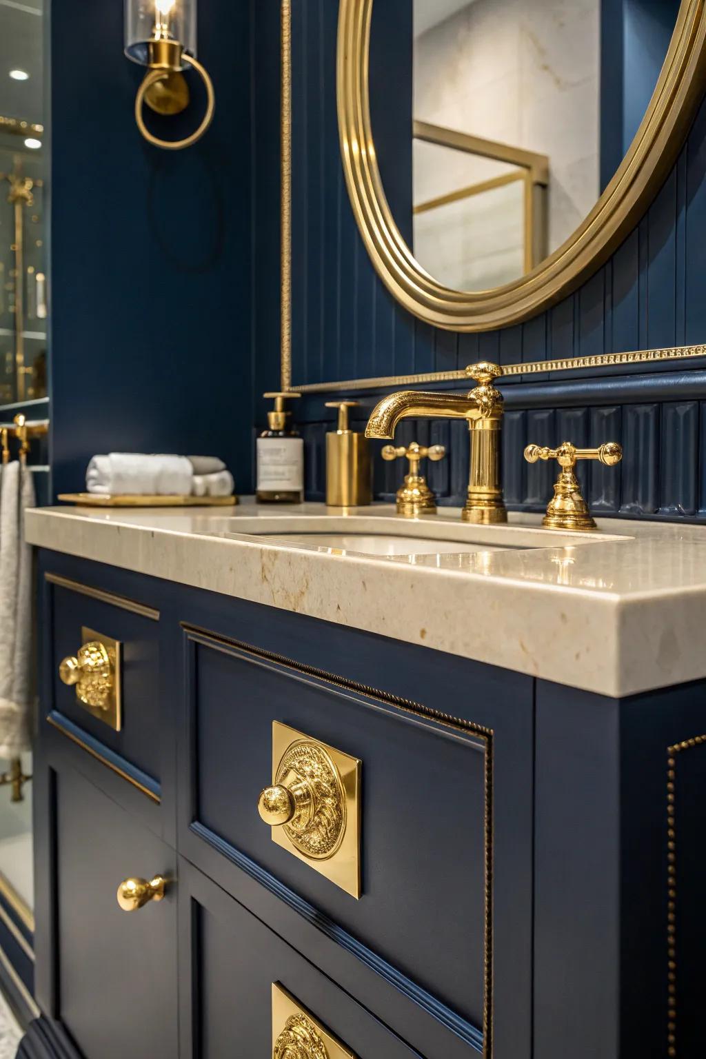 Complete copper hardware exudes luxury and warmth.