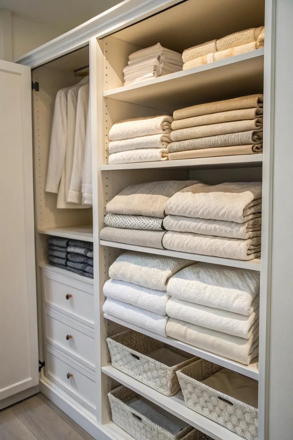 Sliding shelves offer access and storage.