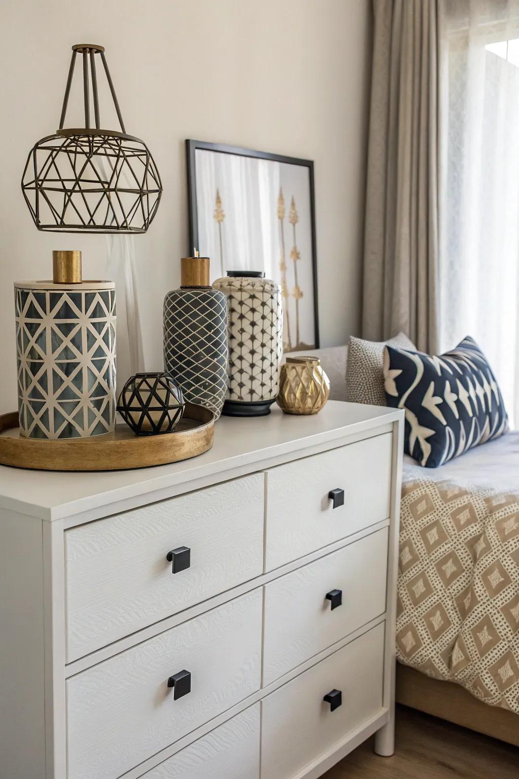 Geometric designs add a modern, sophisticated edge.
