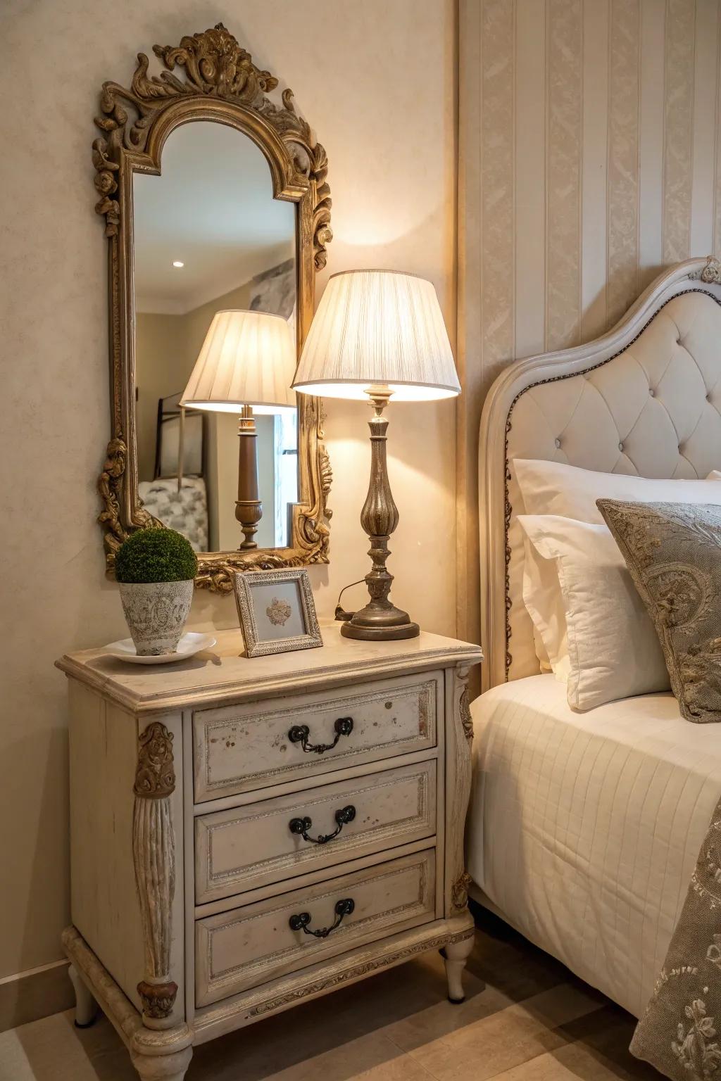 A bedroom enriched by the allure of vintage accents.