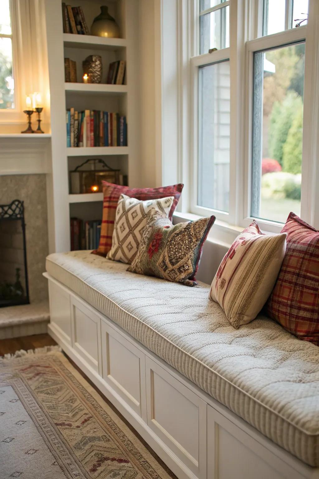 Support pillows add charm and comfort to any bench arrangement.