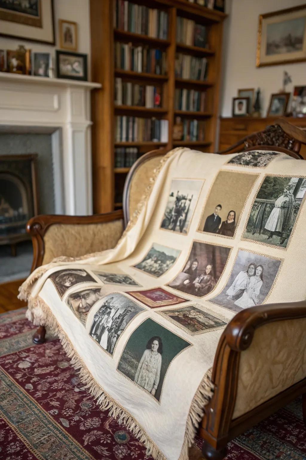 A memory lane blanket captures the essence of time.