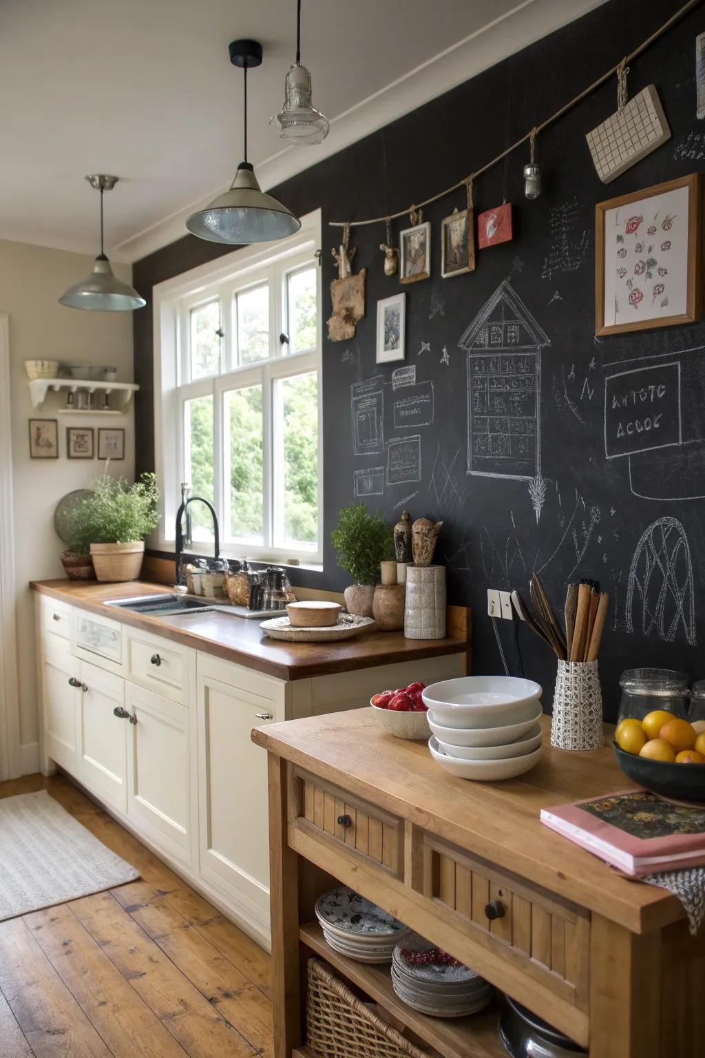 A writing board wall introduces a functional and creative detail to your residence.