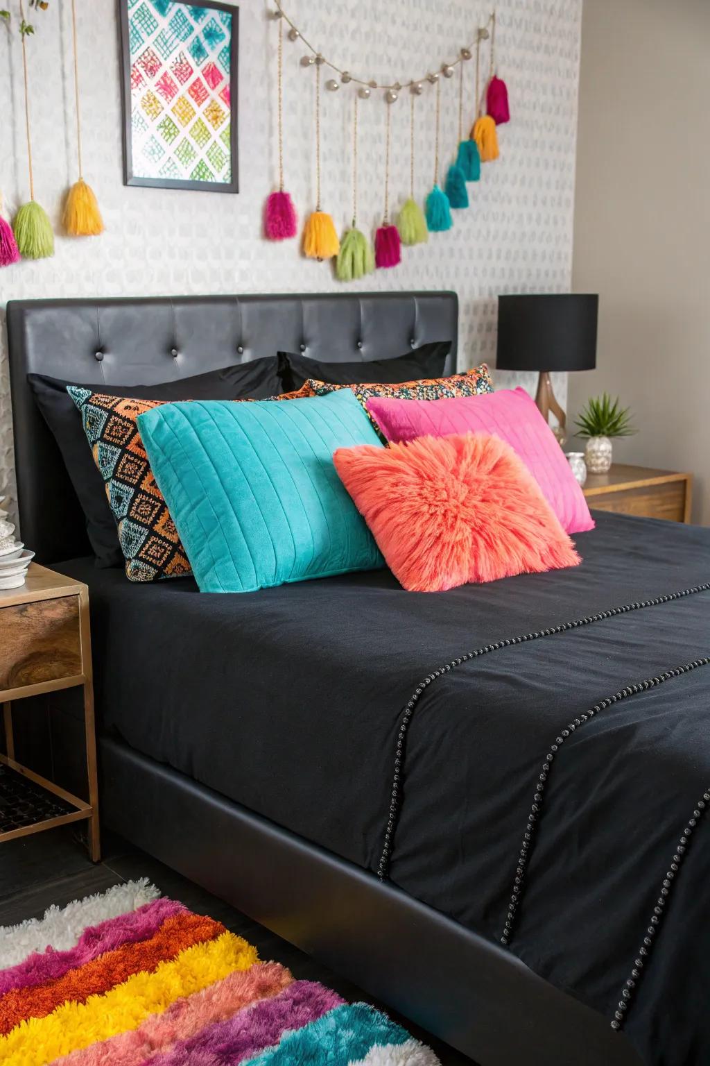 Making ebony linens more lively through color bursts.