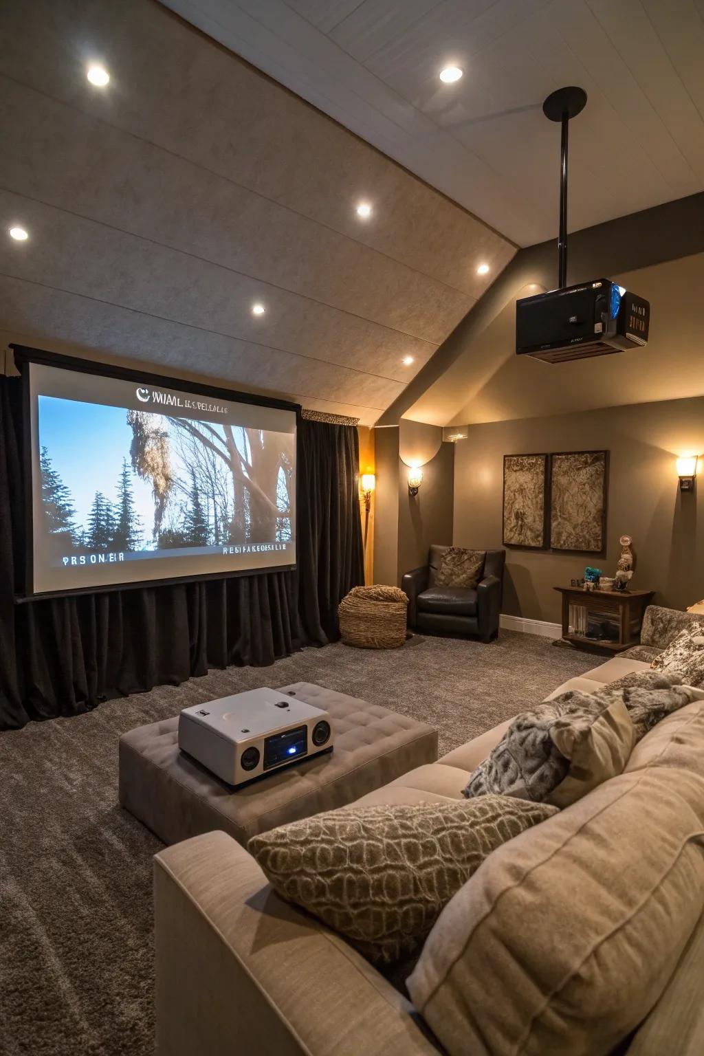A film projector transforms your bedroom into a home cinema.