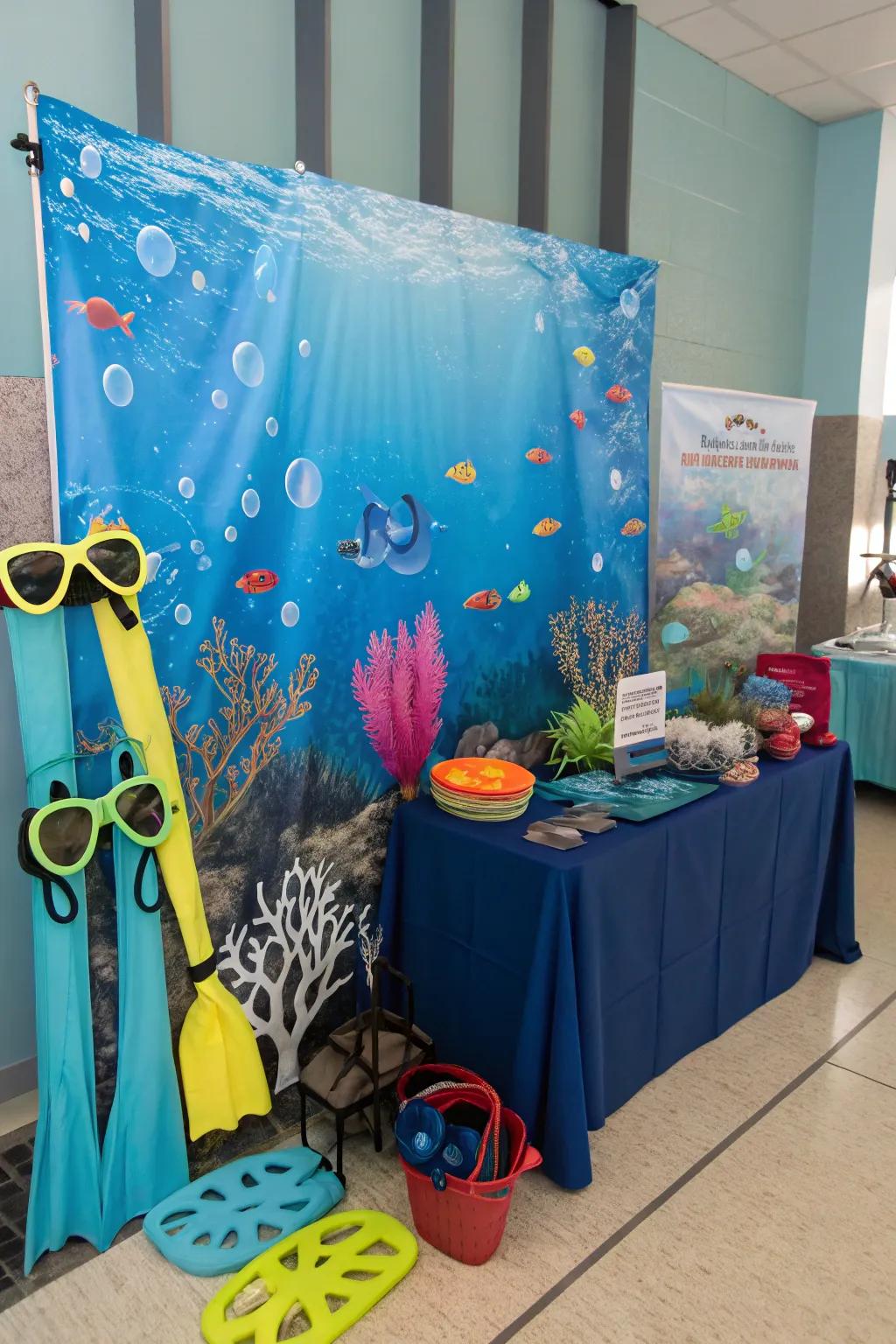 A snapshot booth providing a dive into the ocean's playful aspect.