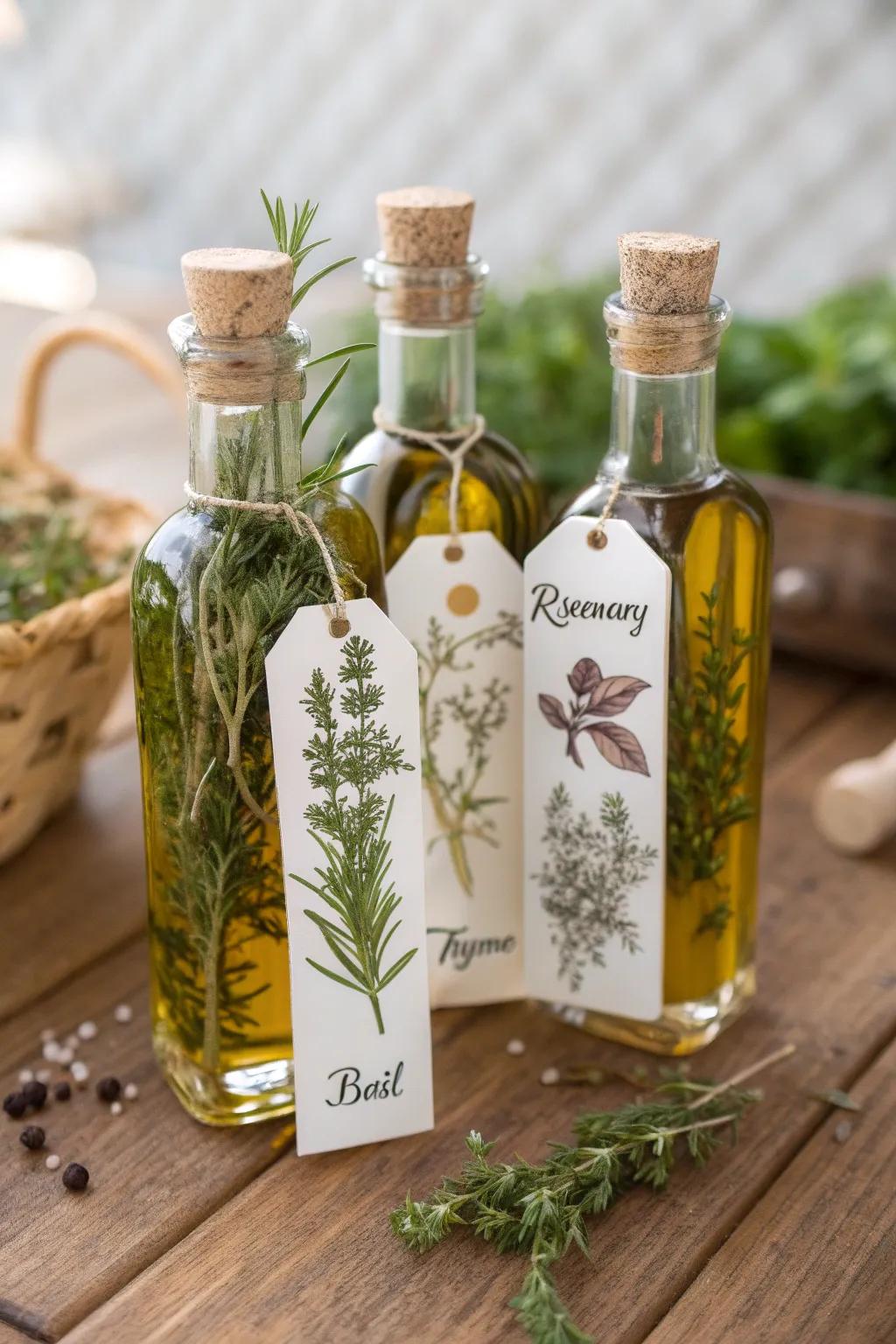 Diminutive olive essence vials for a gourmet touch.