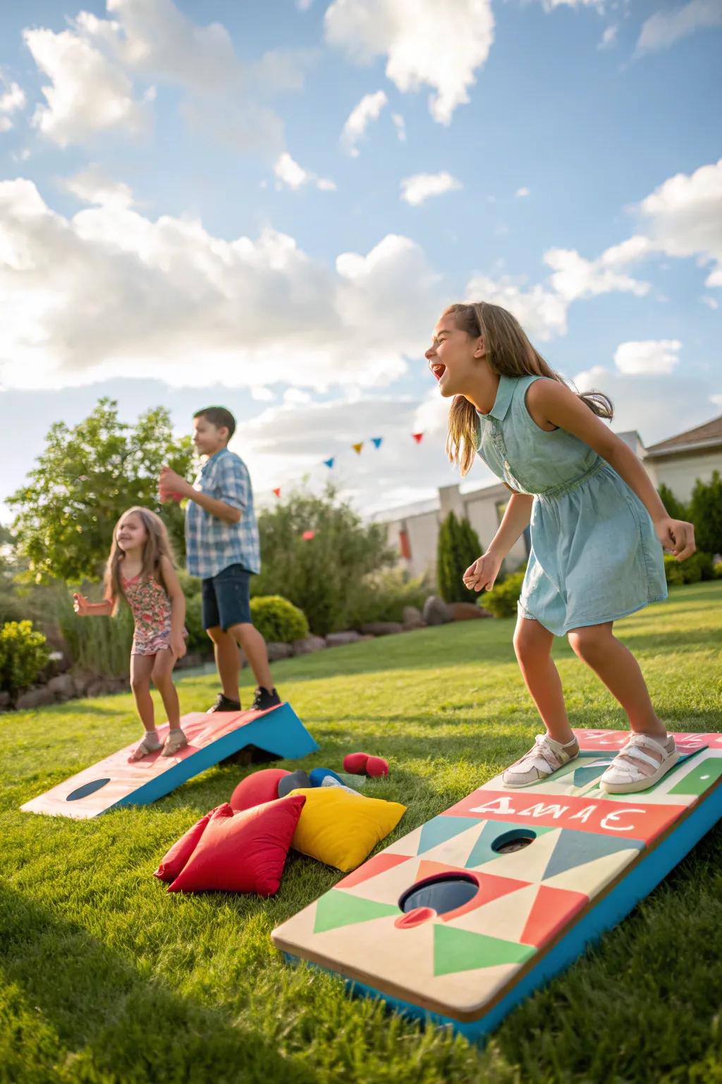 Traditional yard games bringing fun and excitement.