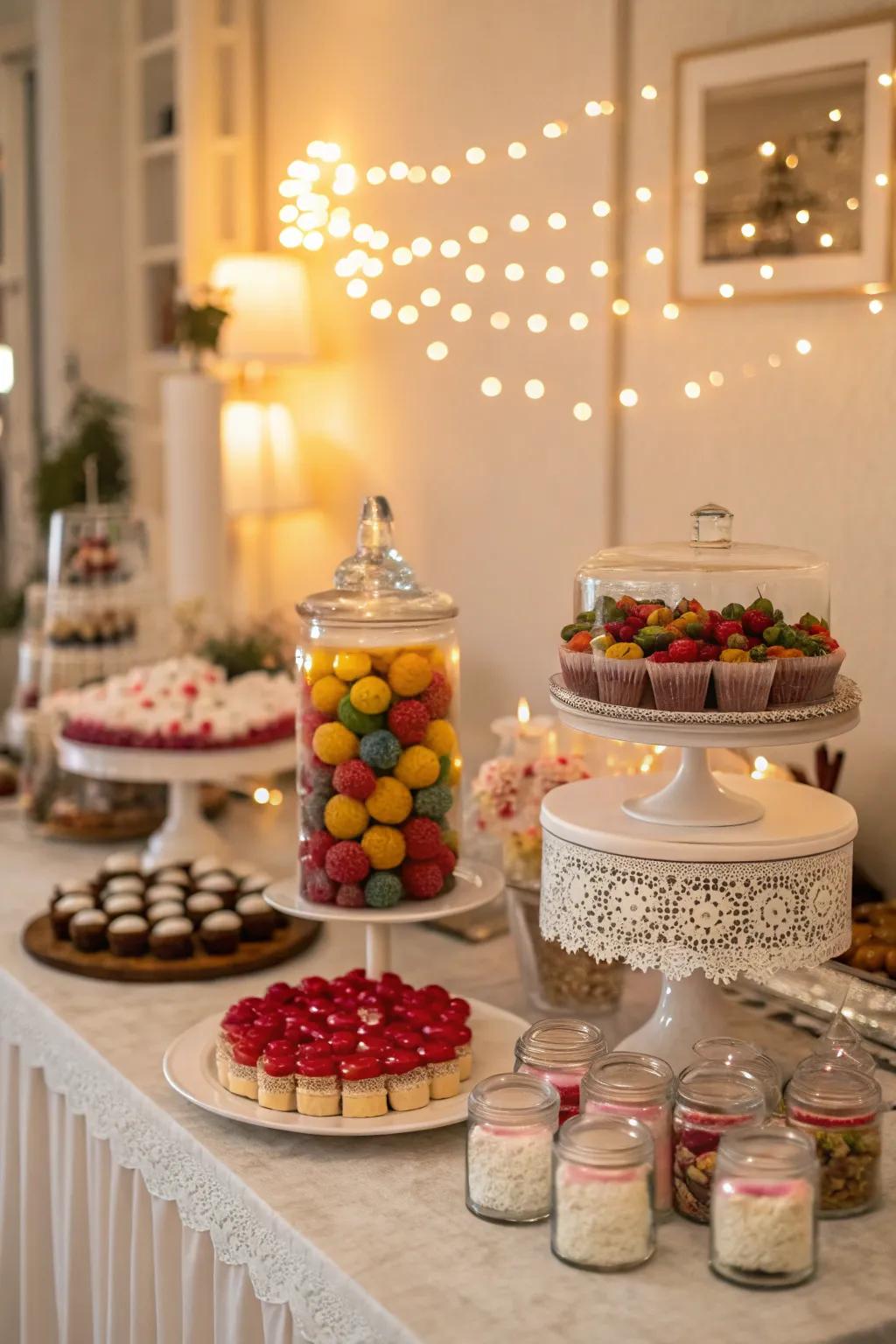 A dessert section adds a sweet point of interest.