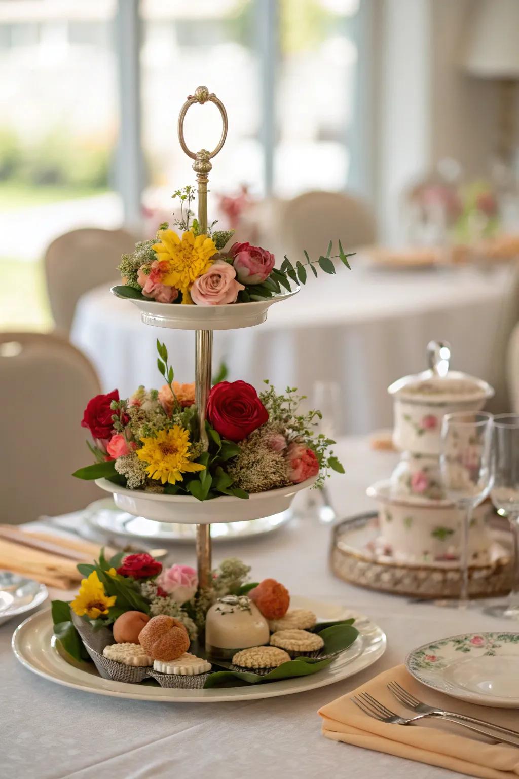 Layered elegance with a stepped stage centerpiece foundation.