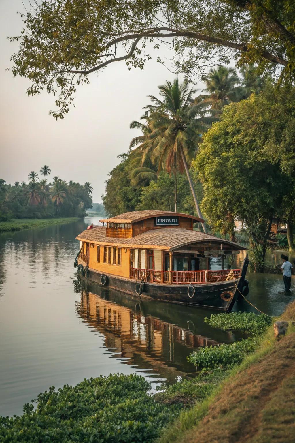 A charming floating abode offering a peaceful and unique living experience.