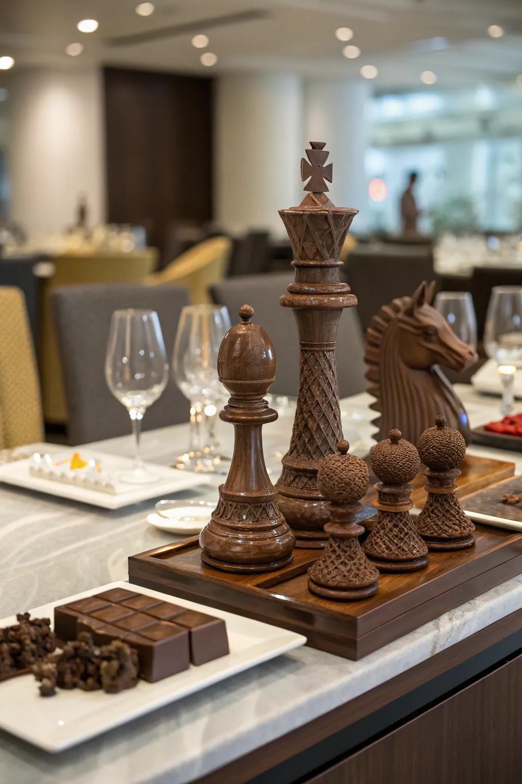 Impressive chocolate structures as both art and dessert.