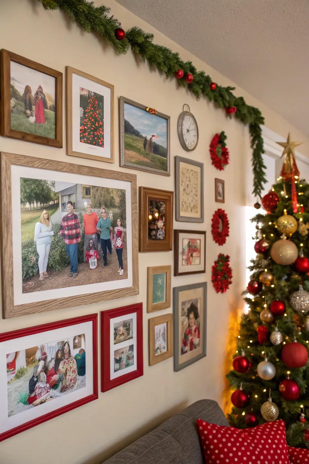 A festive wall arrangement that adds a personal touch to your holiday decorations.