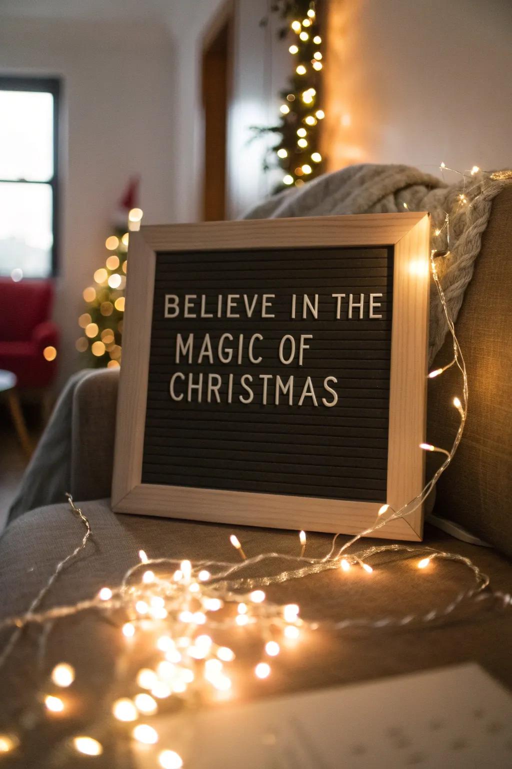 An enchanting board promoting faith in the season's marvels.