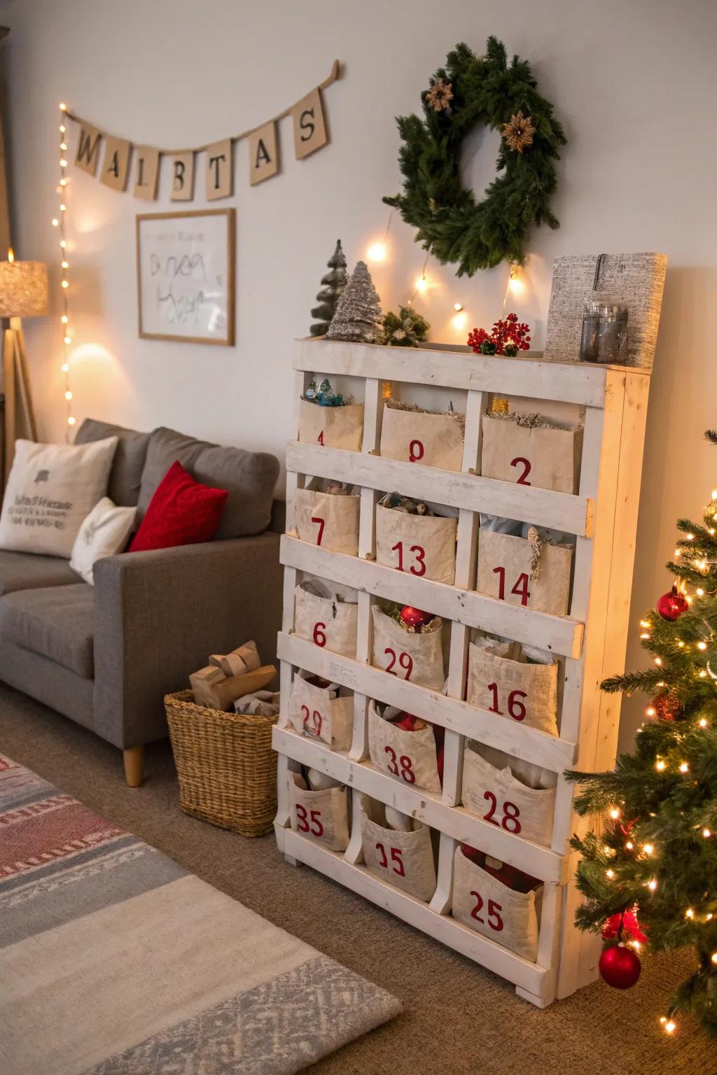 Count down to Christmas with a wood plank Arrival schedule.