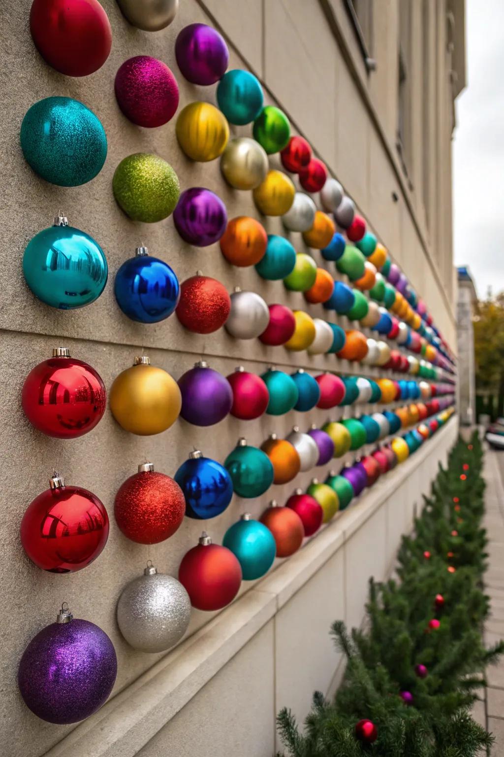 Audacious bauble wall art generating a celebratory declaration.