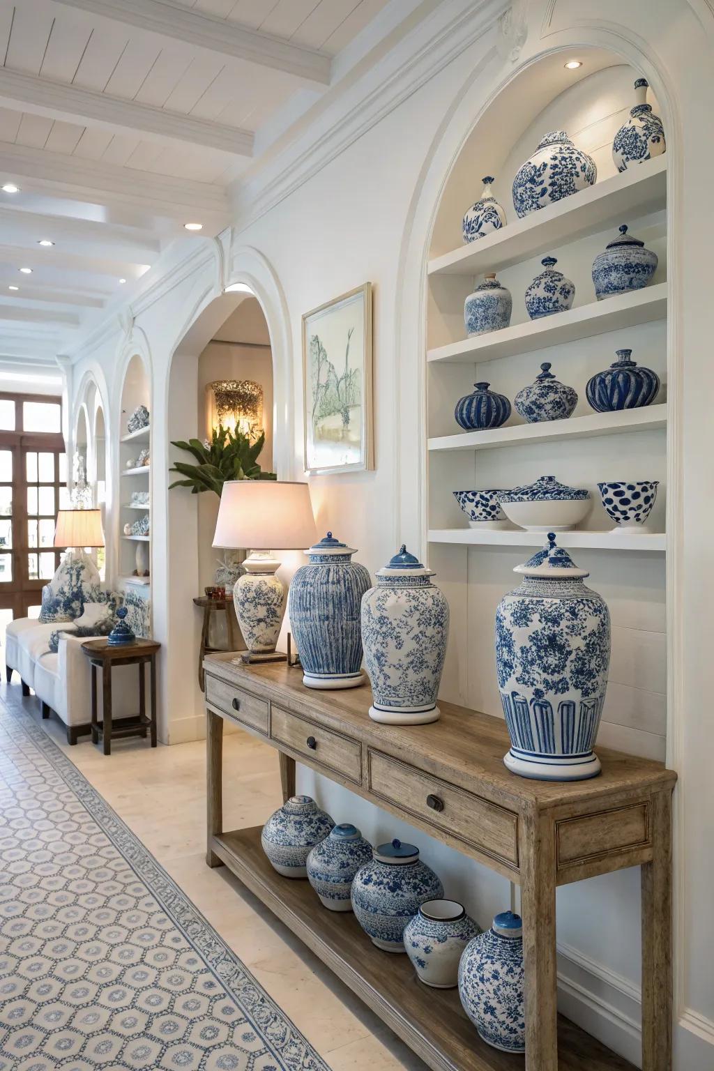 East Asian Inspired Pieces bring sophistication to coastal decor.