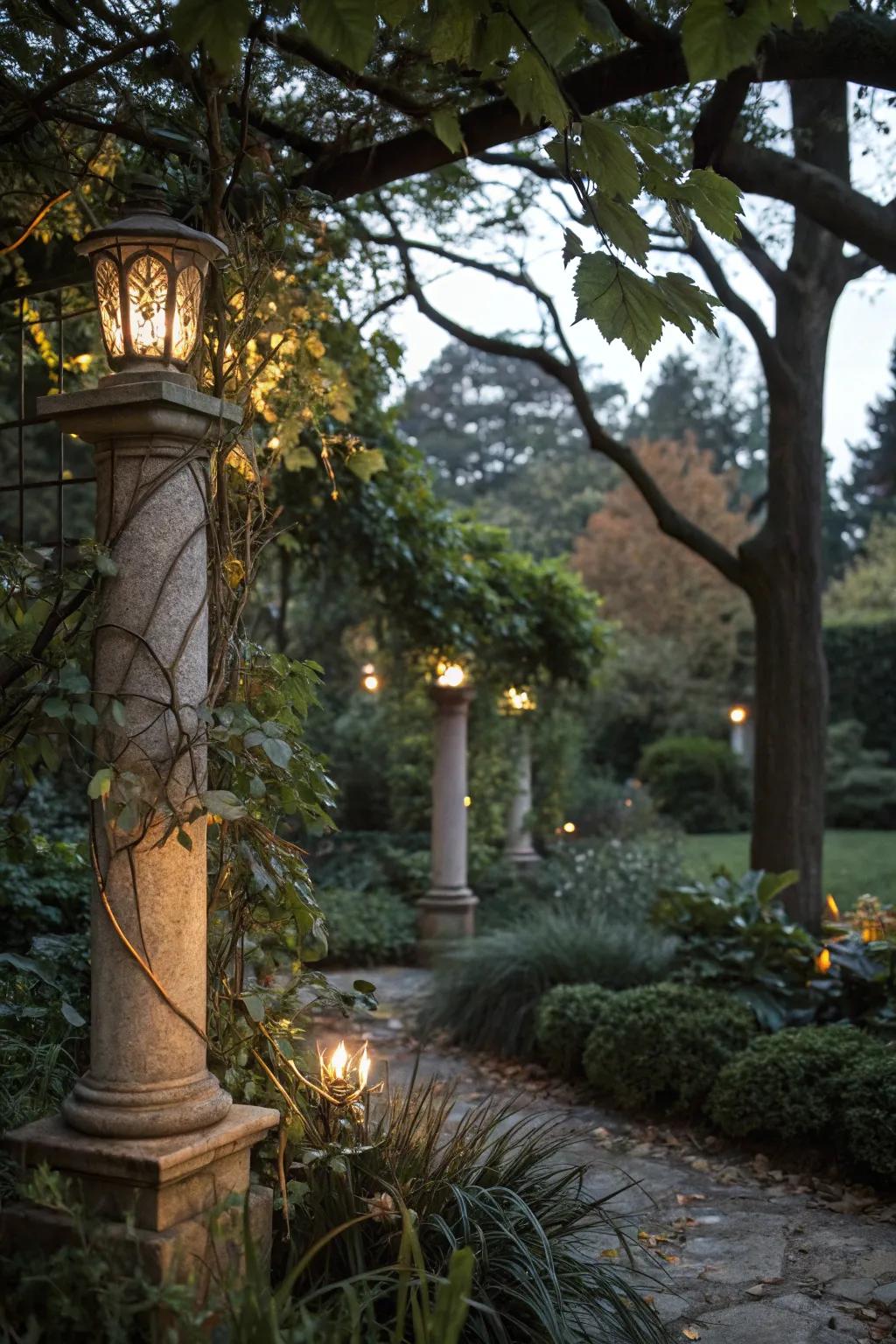Fashion a hidden garden feel with concealed illumination.