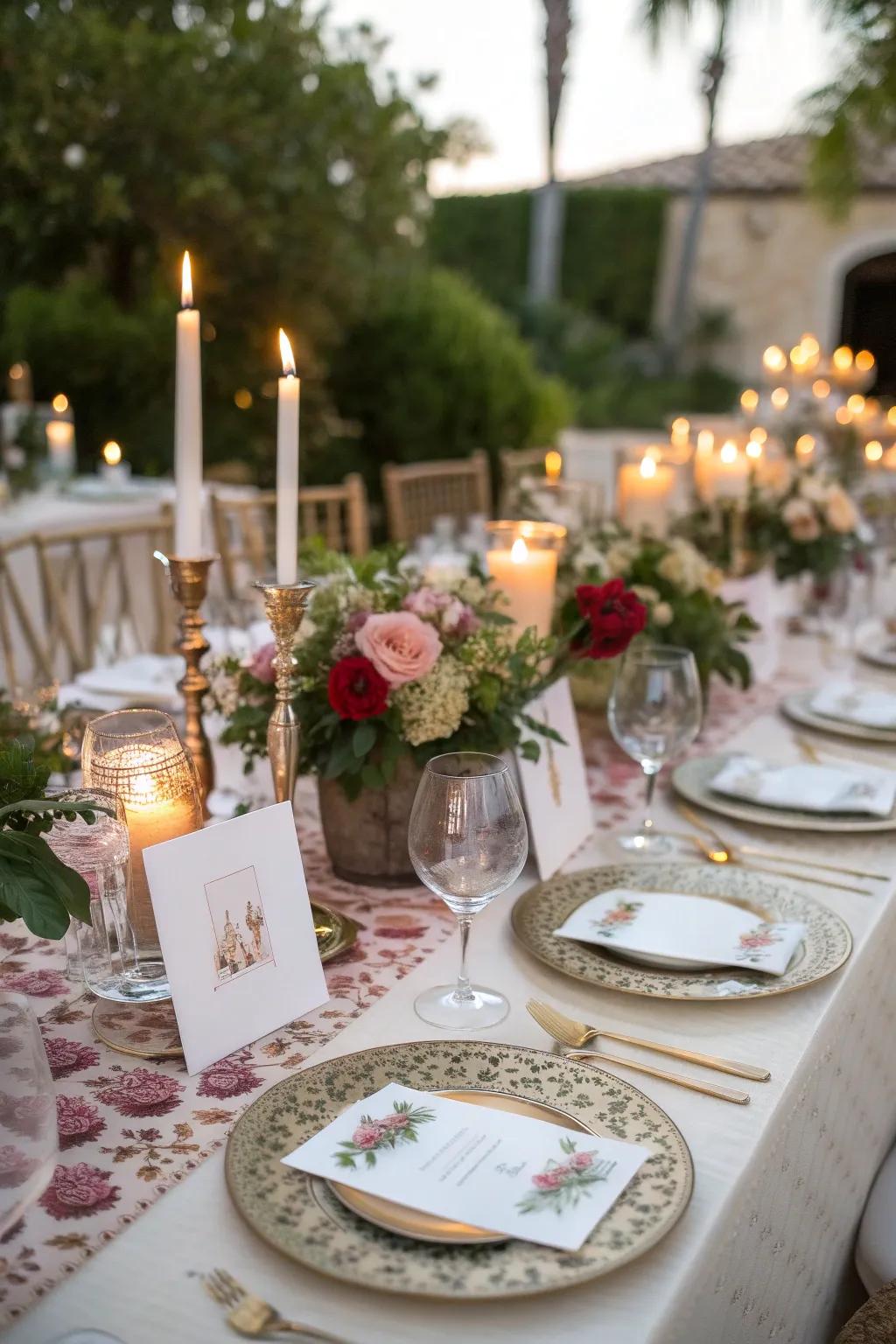 Festive table scapes perfectly balancing both themes.
