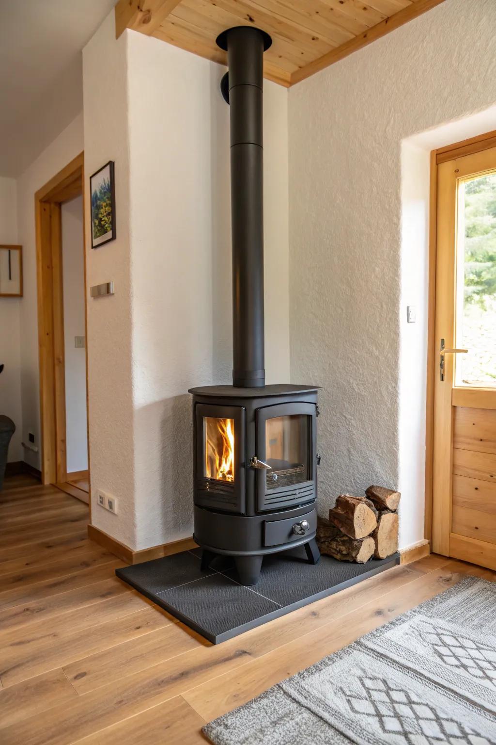 A simple style makes a clean and calm hearth area.