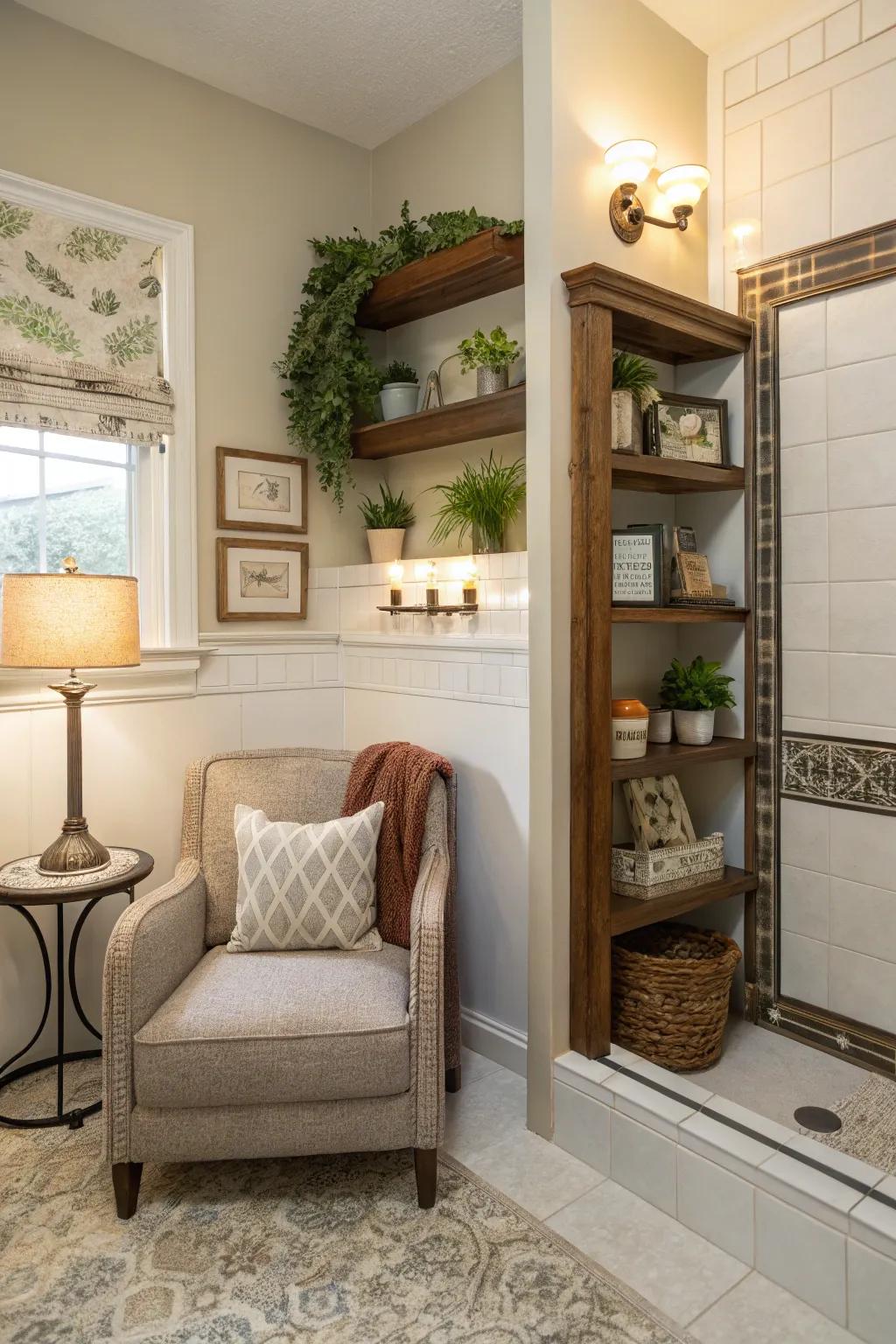 A snug corner within a cottage bathroom