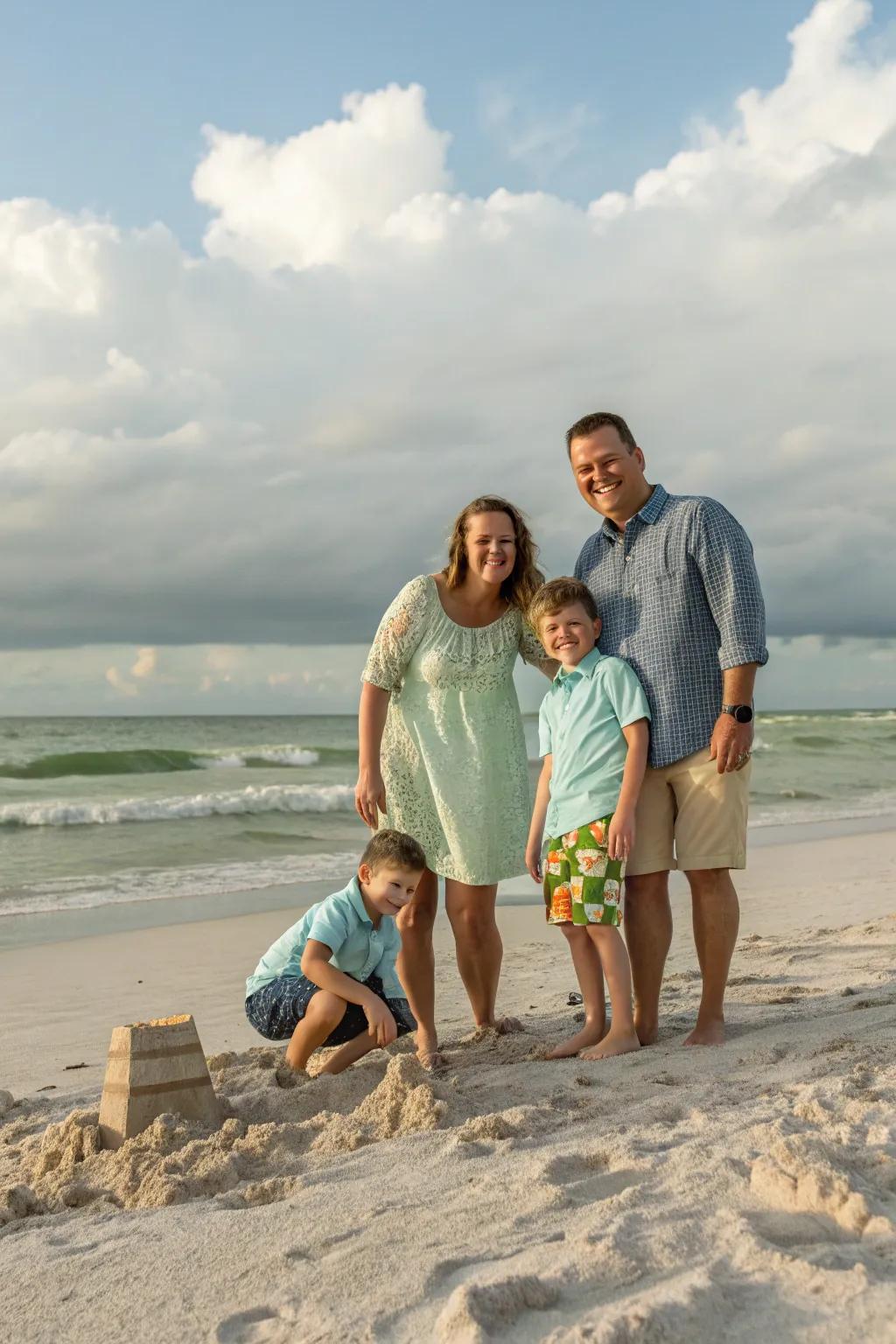 Beach settings provide a tranquil and picturesque backdrop for family images.