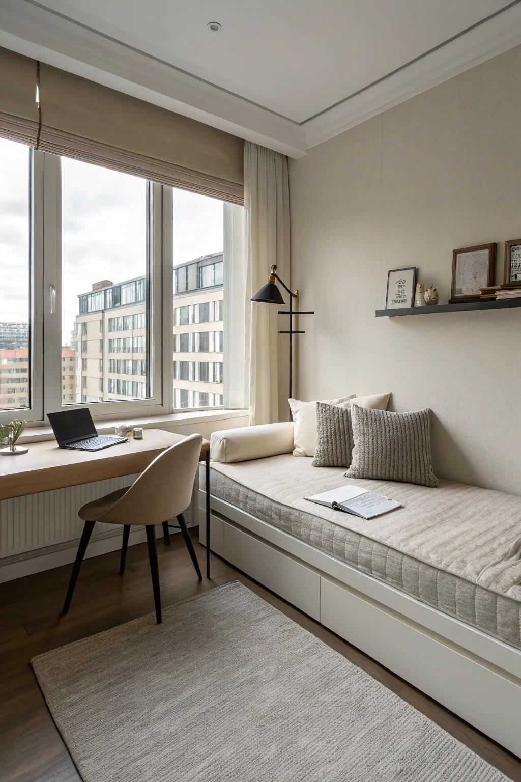 Minimalist decor amplifies area and tranquility within a space.