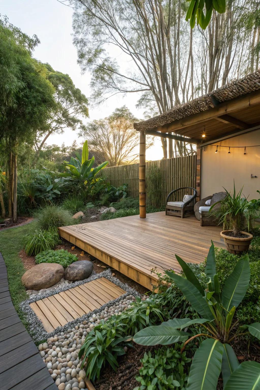 Cane fascia blends sustainability with style.