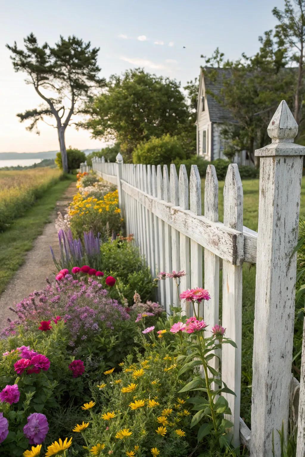 The classic palings fence evokes timeless charm.